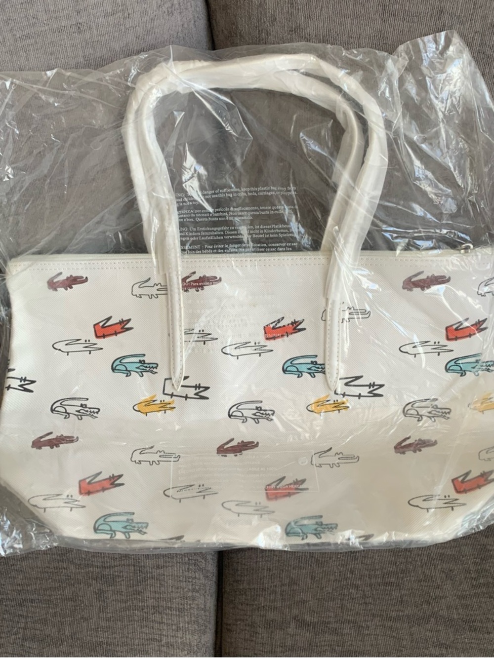 Lacoste L.12.12 Concept Tote handbag Bag purse colorful croc print NWT - Picture 10 of 10